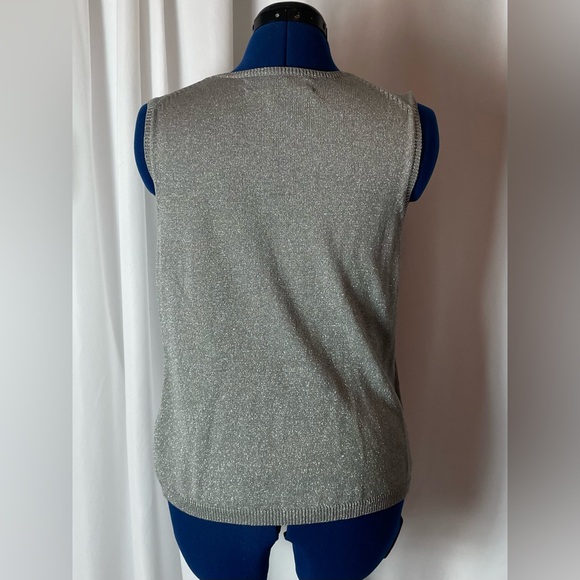 Silver Metallic Sleeveless Women's Sweater - Picture 3 of 5
